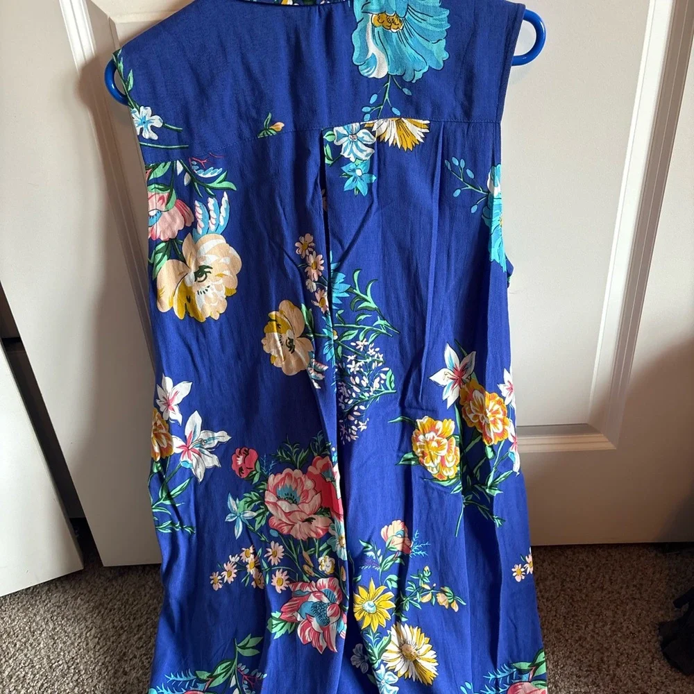 Anthropologie Blue Floral Midi Dress - Picture 9 of 11